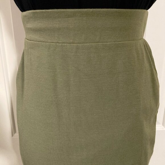 MIKAROSE Olive green stretchy pencil skirt ~ Stretchy elastic waist XS SMALL - Picture 4 of 11